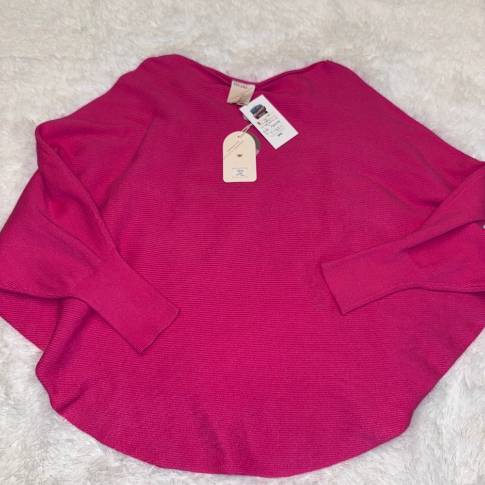 Kerisma Spacedye Sweater Womens S/M Hot Pink NWT Dolman Sleeve Ribbed G550